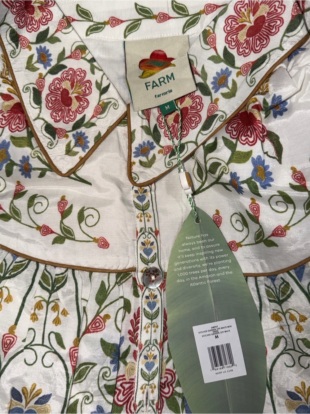 ‼️NEW Farm Rio Off-White Stitched Garden Floral Mini Dress - Picture 10 of 10